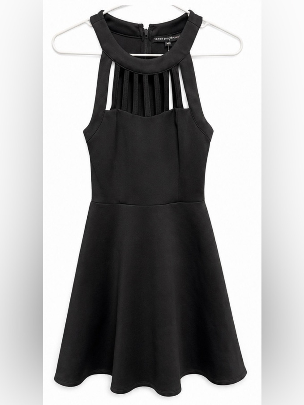 Three Hearts Black Halter Fit-and-Flare Dress for Girls